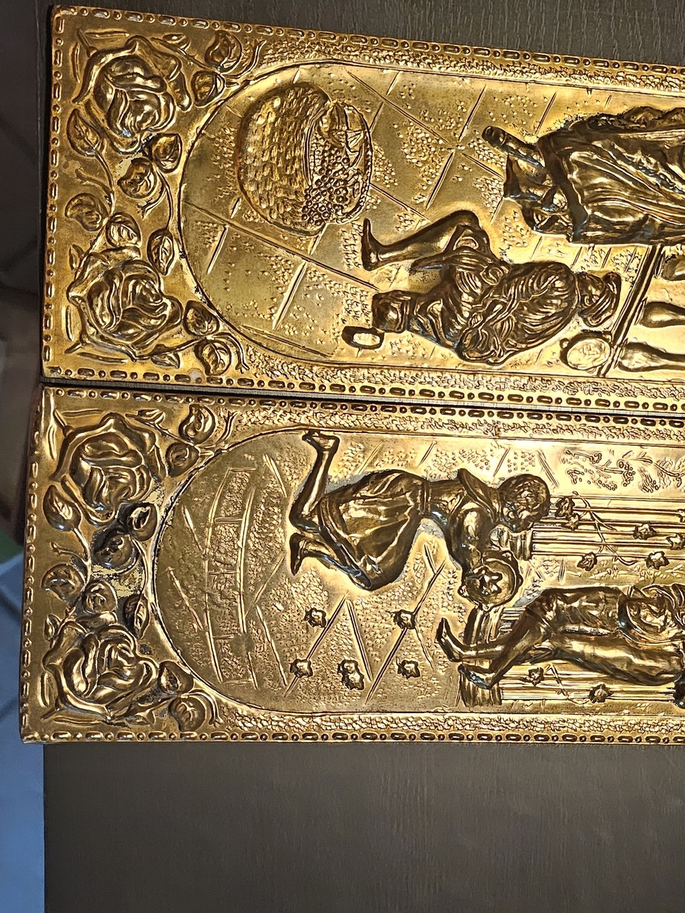 Ornate Gold Embossed Relief Picture Frame Panel
